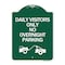 Signmission Day Visitors No Overnight Parking W/ Graphic, Green & White Aluminum Sign, 18" x 24", GW-1824-24196 A-DES-GW-1824-24196 - alternate 1